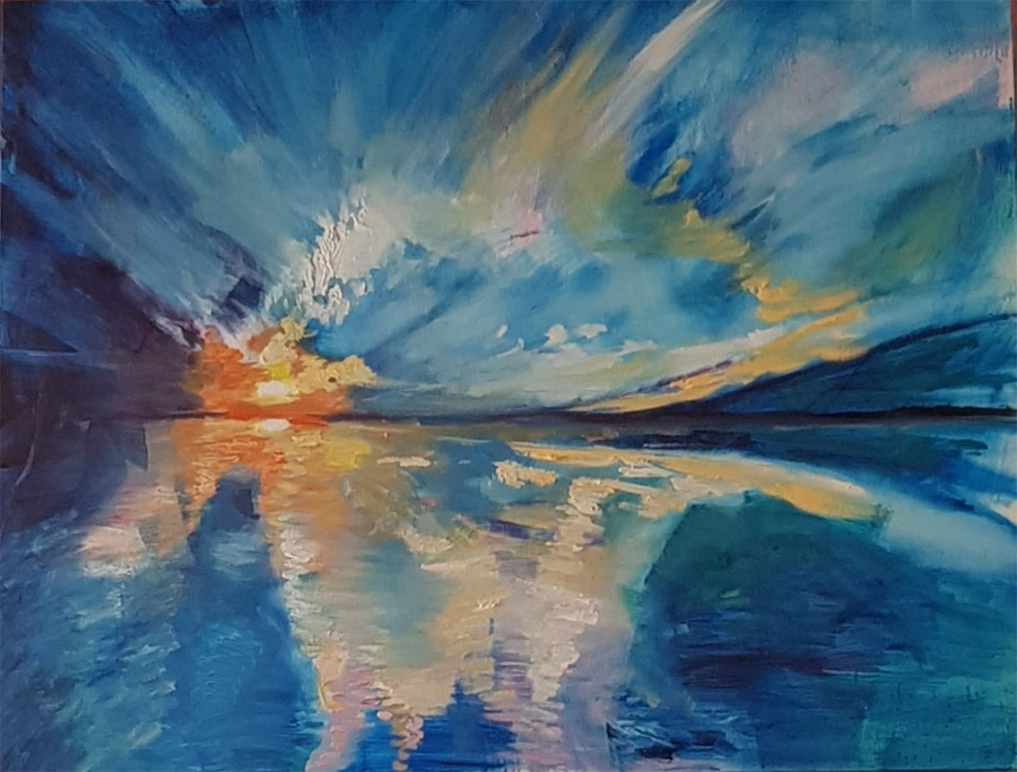 Eternal Blue Oil on Canvas Viglietti Art